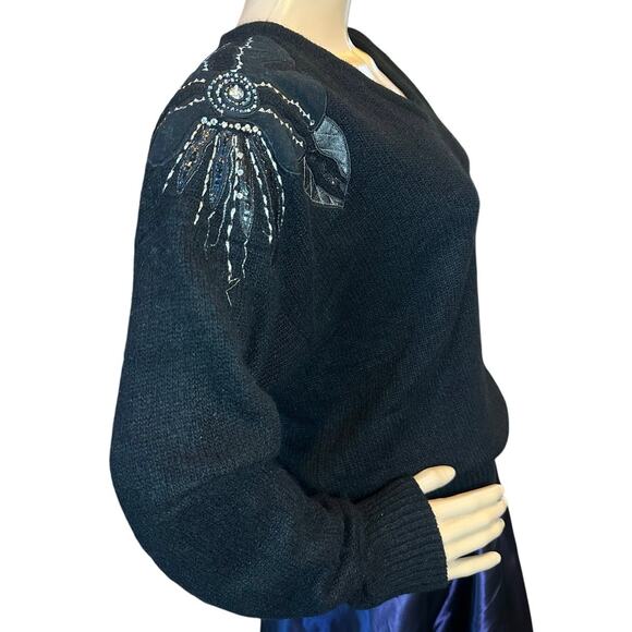VTG 90's IB Diffusion Women's SZ S Embellished Sweater-Silk Angora Lambs Wool - Picture 3 of 16